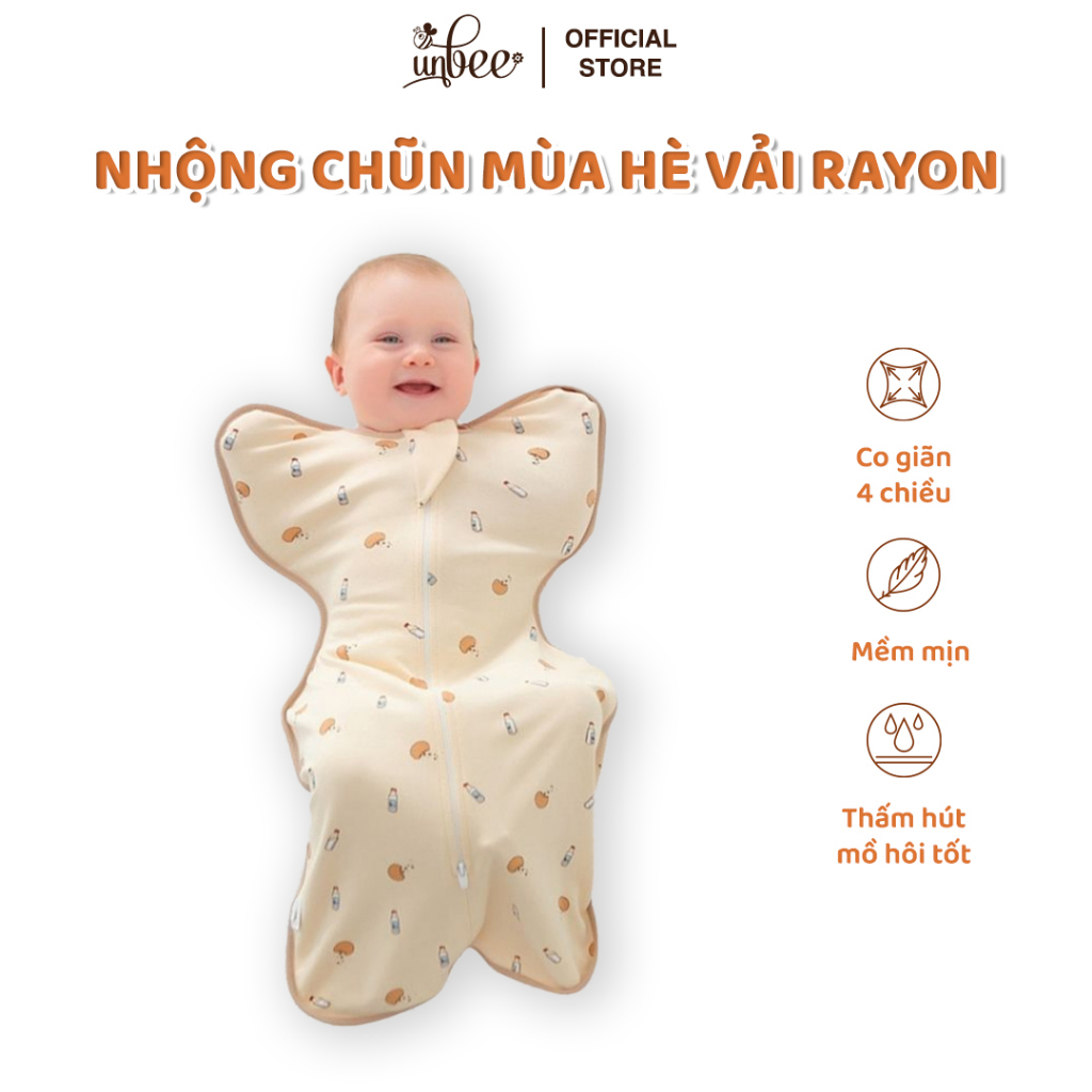 Nhộng Chũn Cho Bé Ngủ Ngon Unbee Mẫu Mới 2023 Hàng Thiết Kế Cao Cấp Chất Cotton, Bozip Hàn Mềm Mại Co Giãn Đàn Hồi