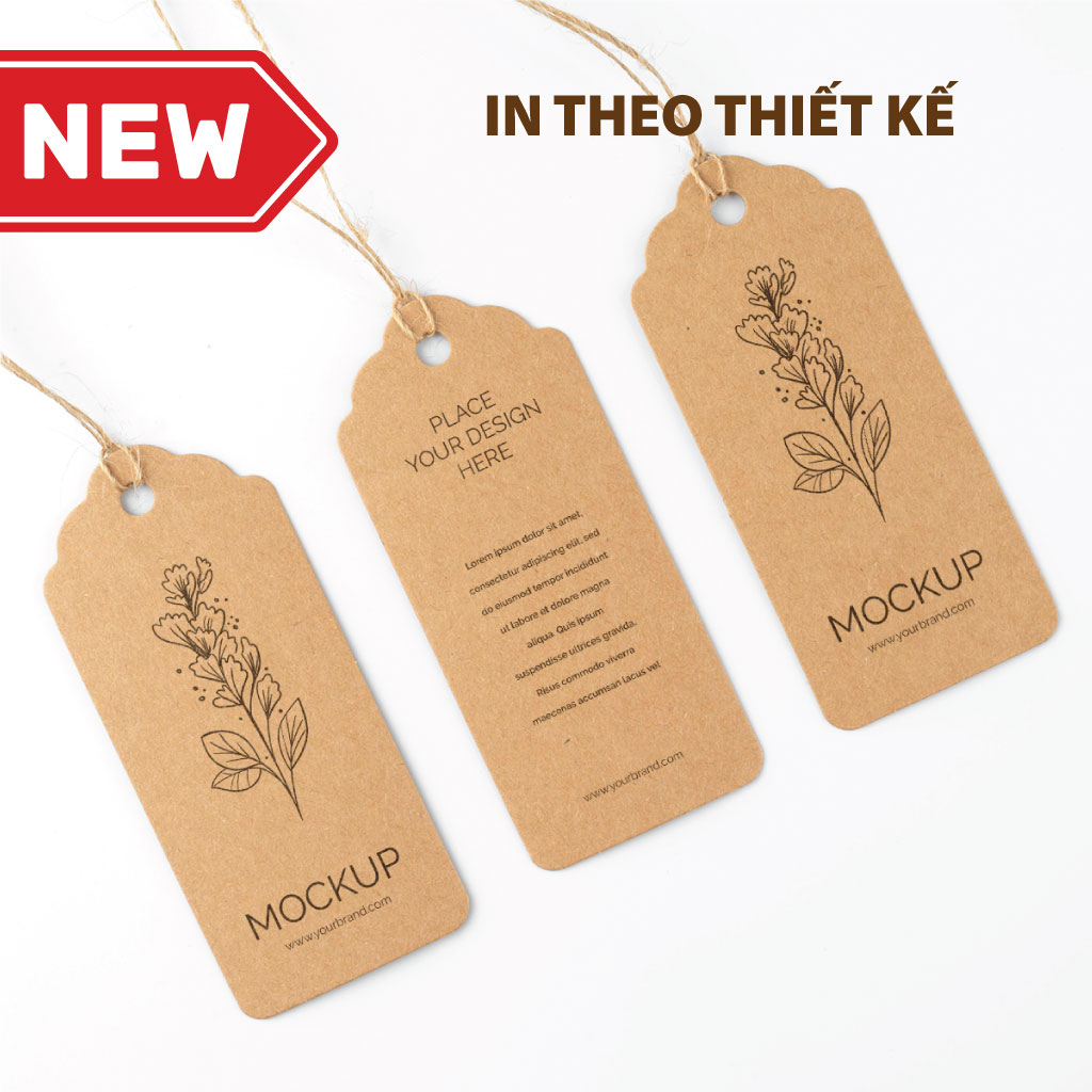 100 cái Tag treo, Thẻ treo bằng giấy Kraft | In theo thiết kế | Nhận từ 200 cái