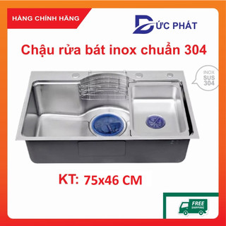 Chậu rửa bát inox 304 chuẩn, chậu rửa bát 1 hố dày dặn tiện lợi