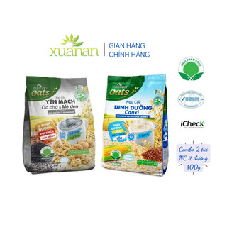  Combo 2 túi: Ngũ Cốc Yến Mạch Óc Chó Và Mè Đen 400G + Ngũ Cốc Dinh Dưỡng Canxi 400G  ít đường  