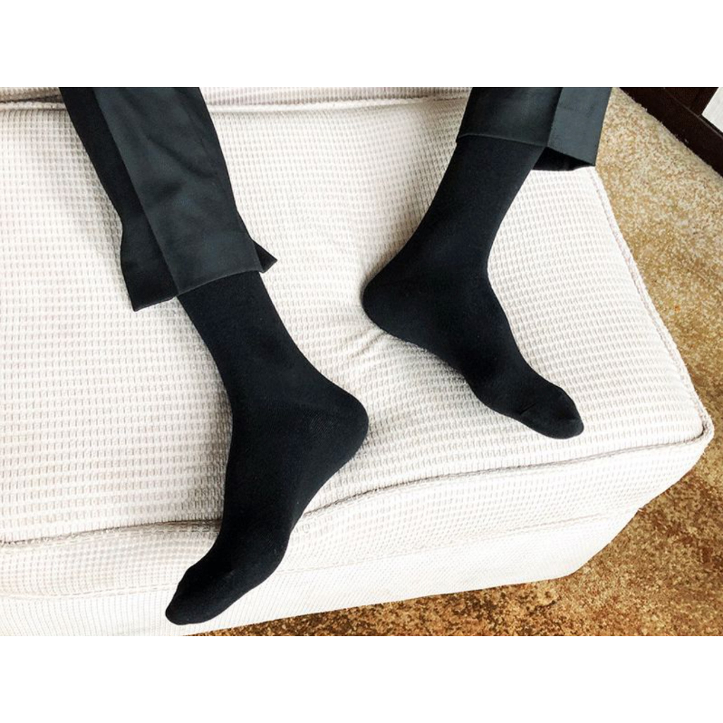 SS024_Sheer Socks Đen Hình Thôi _ Cao Tới Khuỷa Gối