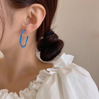 Bông tai tròn xoắn xanh dương b419
