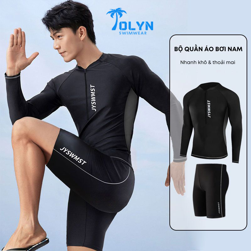 Đồ bơi nam dài tay, quần bơi nam cao cấp, áo bơi nam cổ khóa Hàn Quốc TOLYN Đồ đi biển nhanh khô thoáng khí KP065
