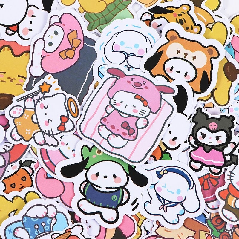 Set 100 miếng sticker hình dán chống nước sanrio