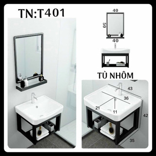 BỘ 4 MÓN:chậu lavabo rửa mặt âm+ khung chân đỡ sơn tĩnh điện đen + Gương + kệ gương chậu rửa mặt lavabo nhà tắm