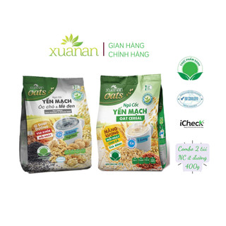  Combo 2 túi: Ngũ Cốc Yến Mạch Óc Chó Và Mè Đen 400G + Ngũ Cốc Yến Mạch 400G  ít đường  