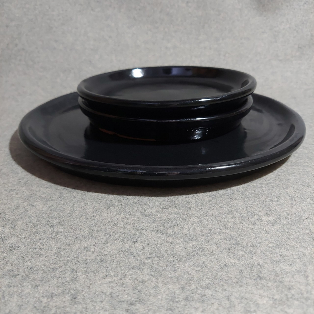 Đĩa lót chậu, đĩa tráng men đen cao cấp Bông Garden House hàng xuất khẩu