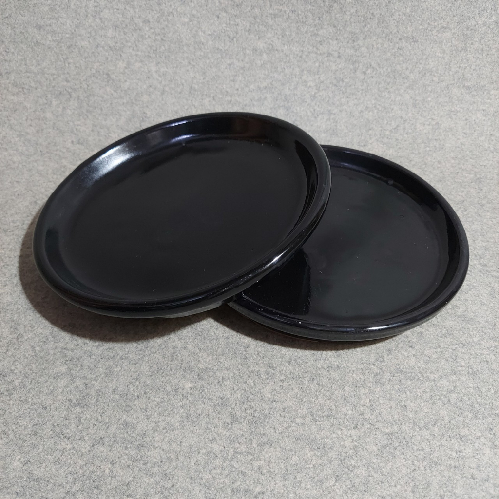 Đĩa lót chậu, đĩa tráng men đen cao cấp Bông Garden House hàng xuất khẩu