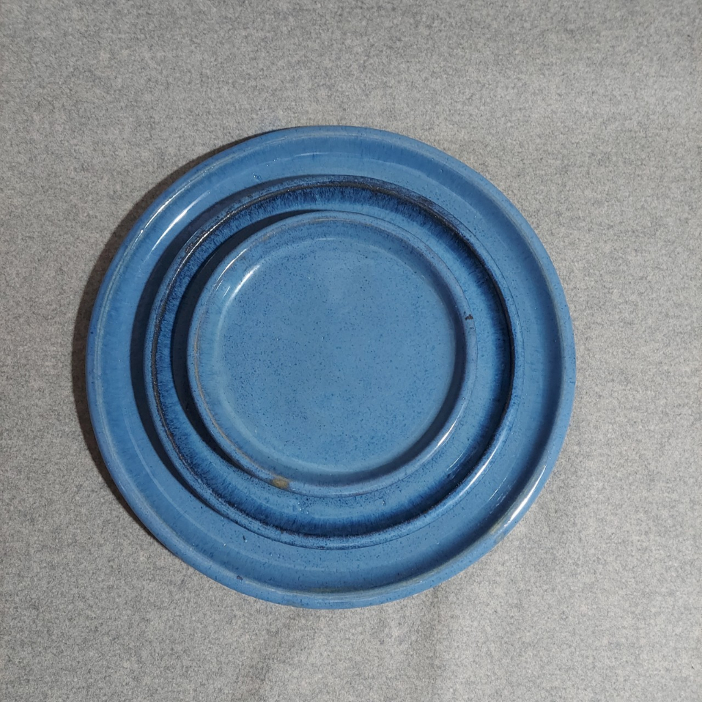 Đĩa lót chậu, đĩa men xanh dương Bông Garden House hàng xuất khẩu