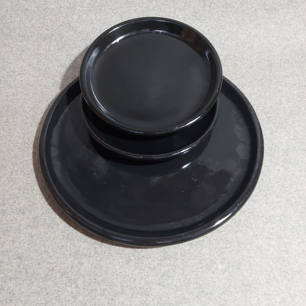 Đĩa lót chậu, đĩa tráng men đen cao cấp Bông Garden House hàng xuất khẩu