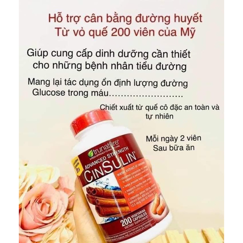Viên uống hỗ trợ tiểu đường Truenature Advanced Strength Cinsulin 200 viên
