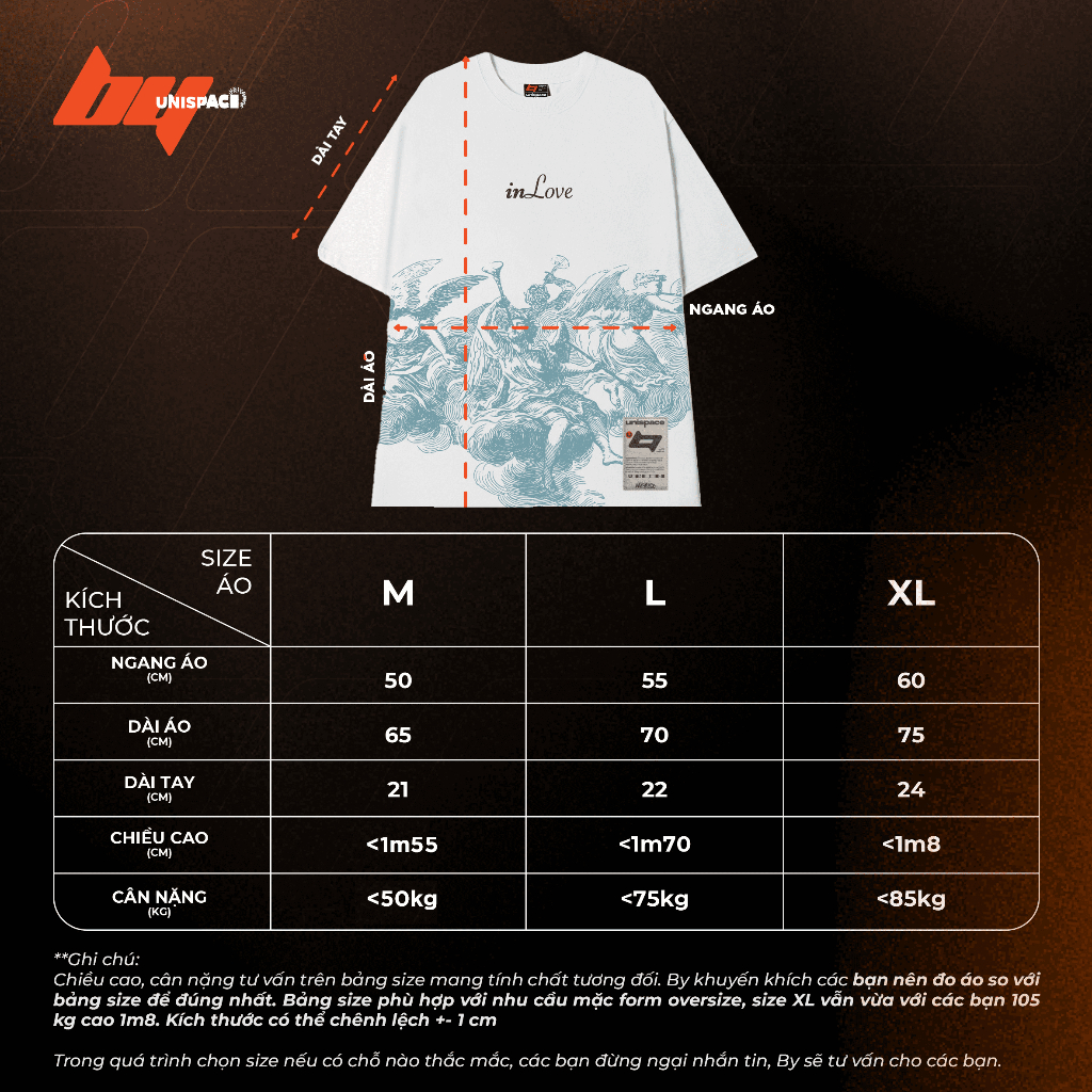 Áo thun local brand By UniSpace tay lỡ form rộng unisex nam nữ In Love Tee - BY-T230304