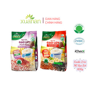 Combo ngũ cốc gạo lứt huyết rồng ít đường 400g + n.cốc gạo lứt no sugar400g(tặng kèm 2 túi yến mạch 150g
