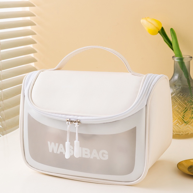 Túi đựng mỹ phẩm, đồ trang điểm WASHBAG  du lịch cầm tay trong suốt chống thấm nước