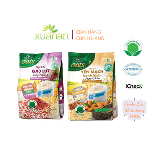  Combo 2 túi: NC GLứt Huyết Rồng+NC Yến Mạch Hạnh Nhân Hạt Chia ít đường 400G  Tặng 2túi YếnMạch 150g 