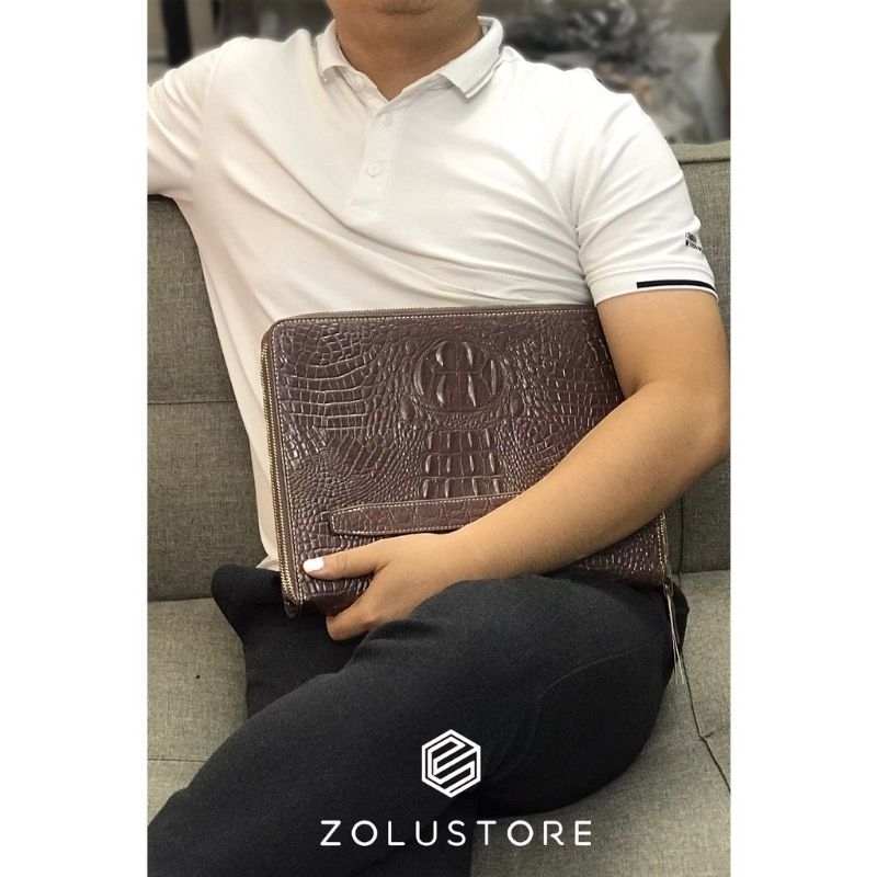 Cặp cầm tay da bò thật đa năng đựng máy tính bảng tài liệu A4 hàng chính hãng Cdleather