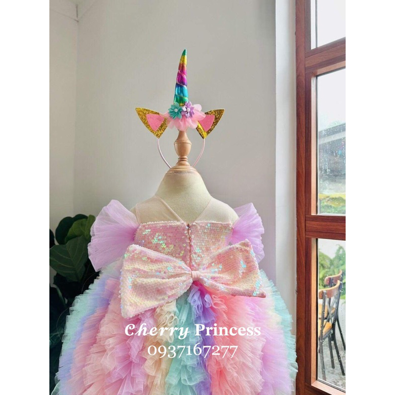 𝙐𝙉𝙄𝘾𝙊𝙍𝙉 𝘽𝘼𝘽𝙔 𝘿𝙍𝙀𝙎𝙎 -👗Đầm Váy công chúa bé gái Pony unicom cầu vồng cao cấp 1-10 tuổi