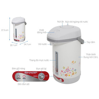 Bình thủy điện Sharp KP-31BTV-RD 2.8 lít