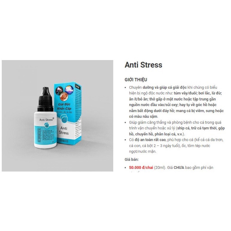 Anti Stress - Parakill - Toptop giải độc khẩn cấp  - Cá khỏe & cá sung