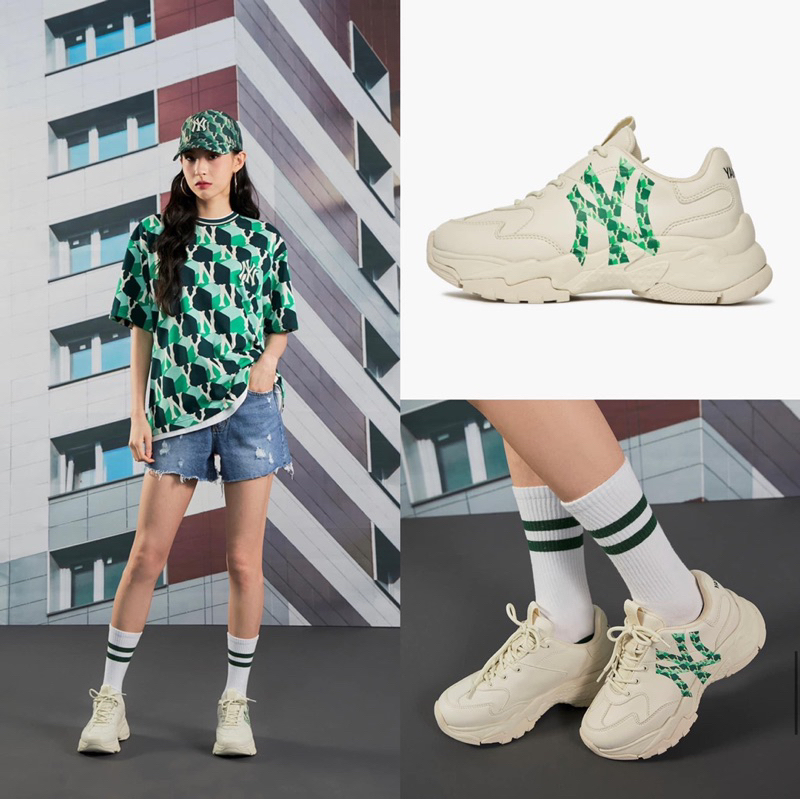 Giày MLB Cube Monogram Xanh Lá