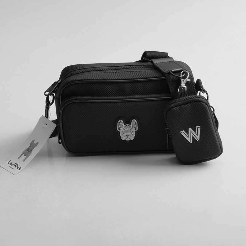 Túi Đeo Chéo Nam Nữ Life Work Logo Silicon Chất Liệu Da Si Chống Thấm Cao Cấp 2 Ngăn Tiện Lợi Kèm Túi Mini Bánh Mì Store