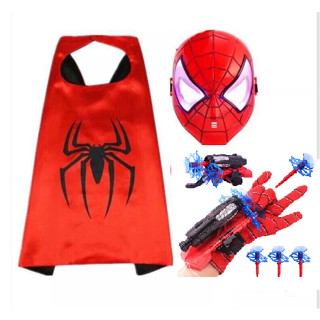 Bộ Găng Tay Áo Choàng Mặt Nạ Và Súng Bắn Tơ Người Nhện  ( KÈM 3 TÊN)
