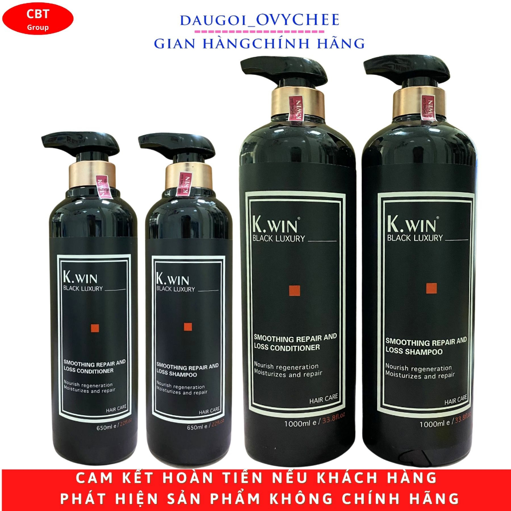 Dầu Gội Dầu Xả K.win Black Luxury 650ml - 1000ml Hương Nước Hoa phục hồi mềm mượt, ngăn gàu, ngăn dầu, chống rụng tóc