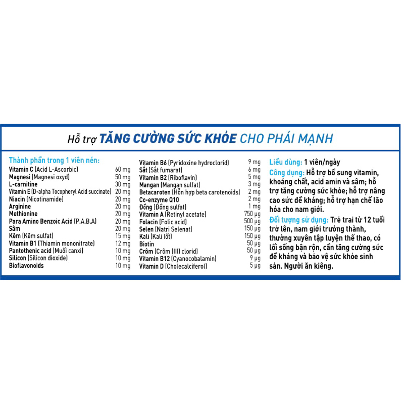 Viên uống WELLMAN hỗ trợ tăng cường sức khoẻ cho phái mạnh hộp 30 viên