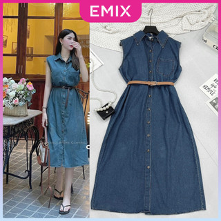 Đầm jean sát nách EMIX freesize dưới 55kg Vaybosatnach050/P11K7