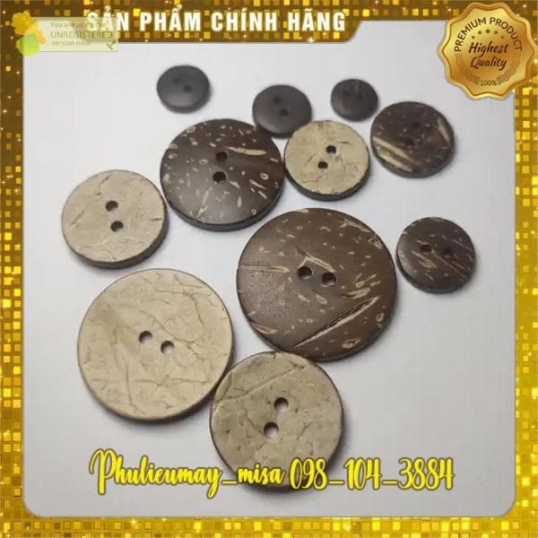 30 Nút Áo Gỗ Dừa Hoa Mai Đủ Size Giá Sỉ