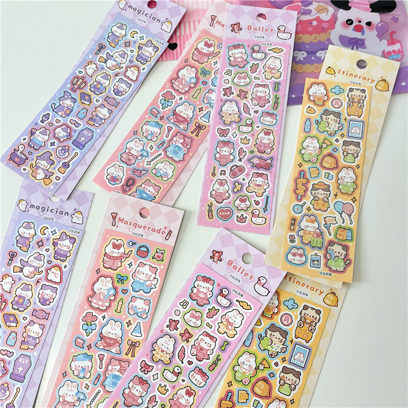 Zanmo tấm hình dán sticker hoạt hình mèo thỏ gấu laser tráng gương