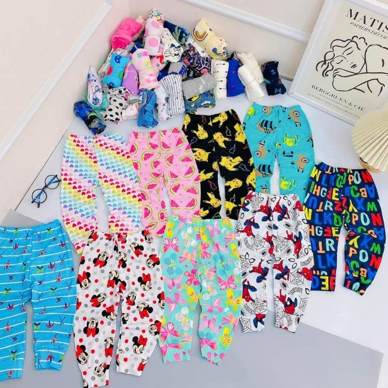 Quần dài cho bé thun cotton dày mịn siêu đáng yêu