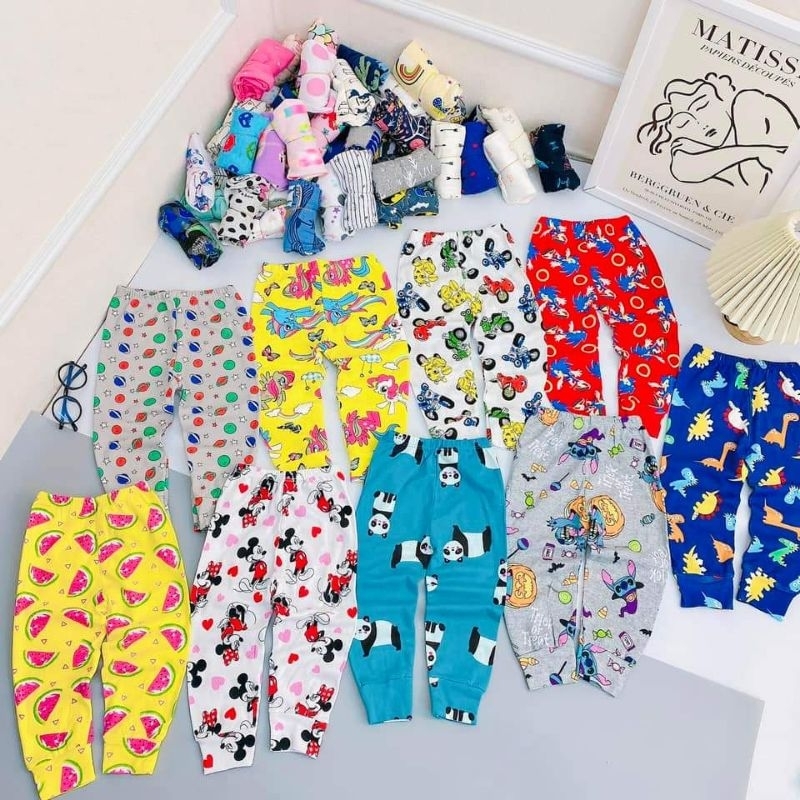 Quần dài cho bé thun cotton dày mịn siêu đáng yêu