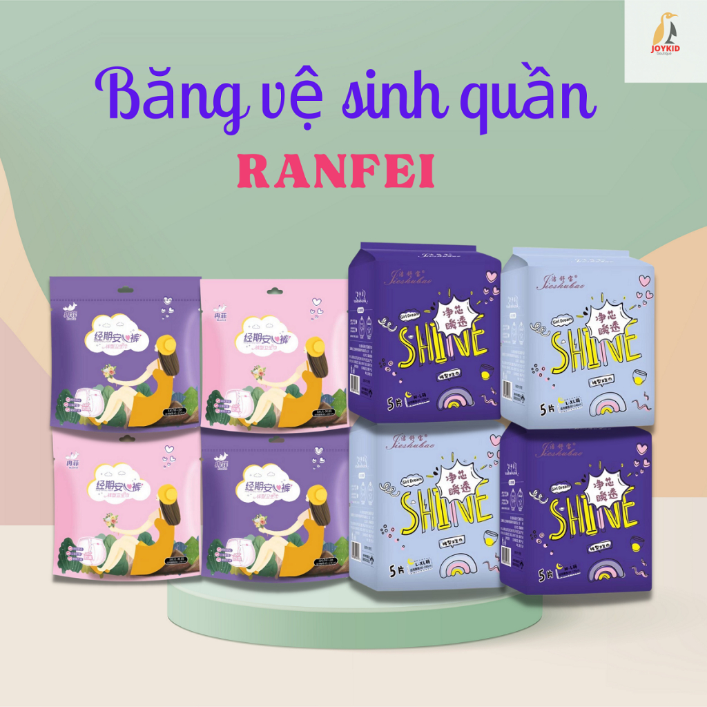 Băng vệ sinh dạng quần Ranfei ban đêm/ban ngày size M-L/L-XL 3 cái/5 cái/gói thấm hút
