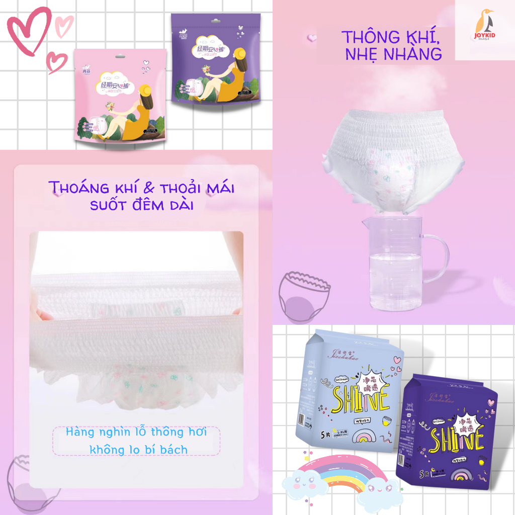 Băng vệ sinh dạng quần Ranfei ban đêm/ban ngày size M-L/L-XL 3 cái/5 cái/gói thấm hút