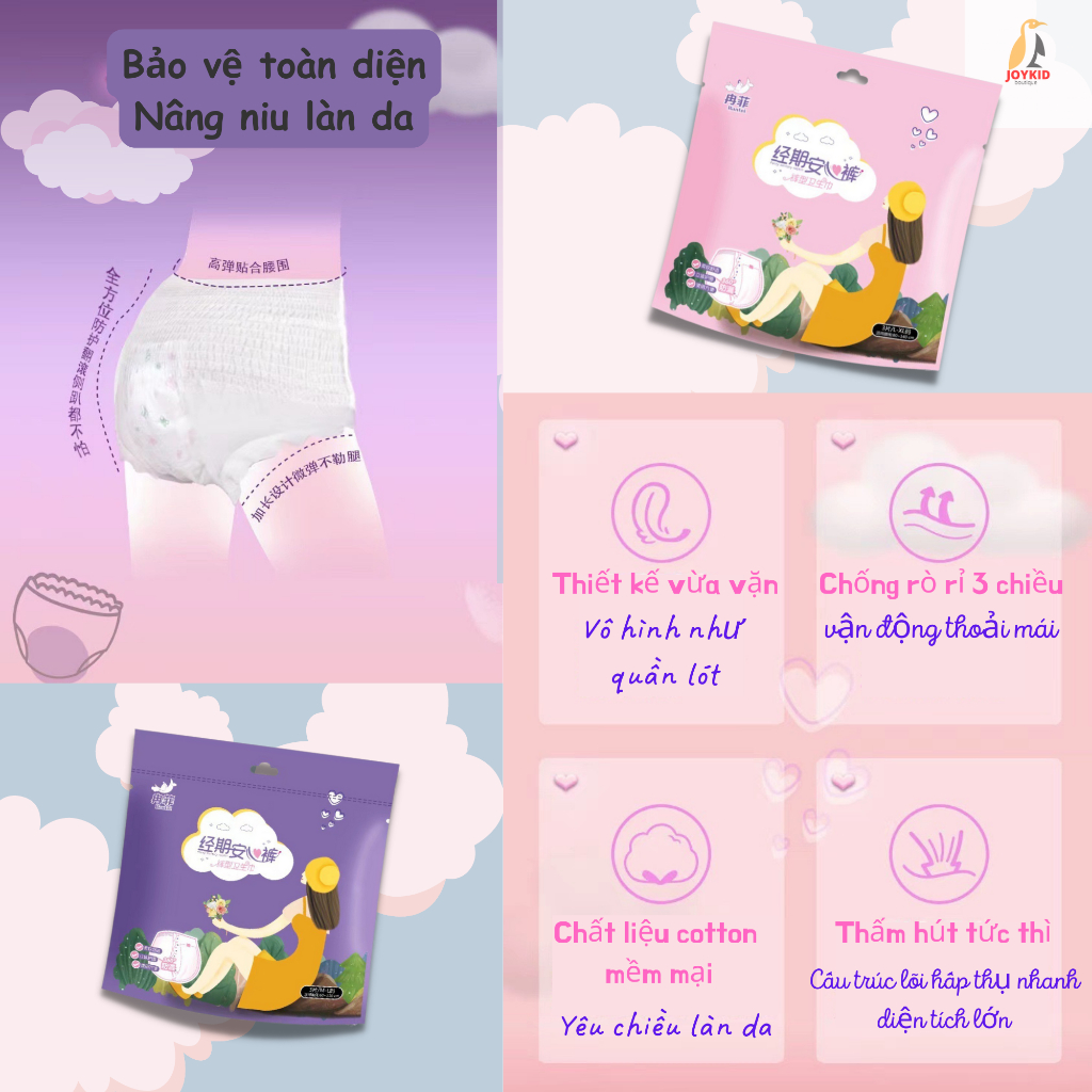 Băng vệ sinh dạng quần Ranfei ban đêm/ban ngày size M-L/L-XL 3 cái/5 cái/gói thấm hút