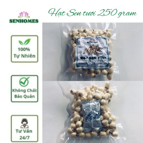 250gr Hạt Sen Tươi Tách Vỏ Bỏ Tim SENHOMES GROUP Bùi Vị Ngọt Thanh