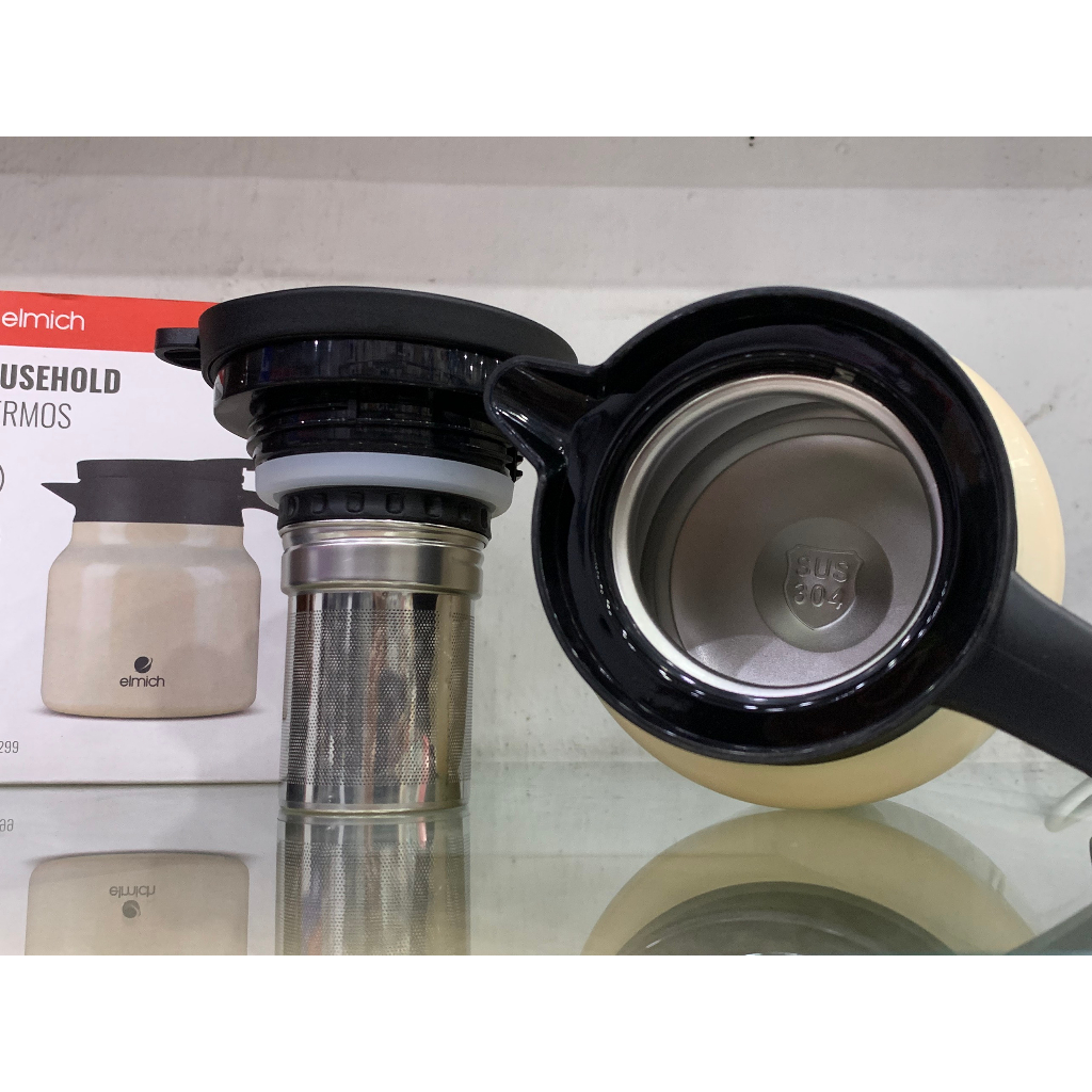Bình giữ nhiệt gia đình inox 304 Elmich EL8299 dung tích 900ml, có lõi lọc trà.