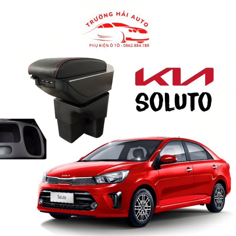Hộp tỳ tay xe SOLUTO cao cấp, tiện dụng, tích hợp cổng sạc USB