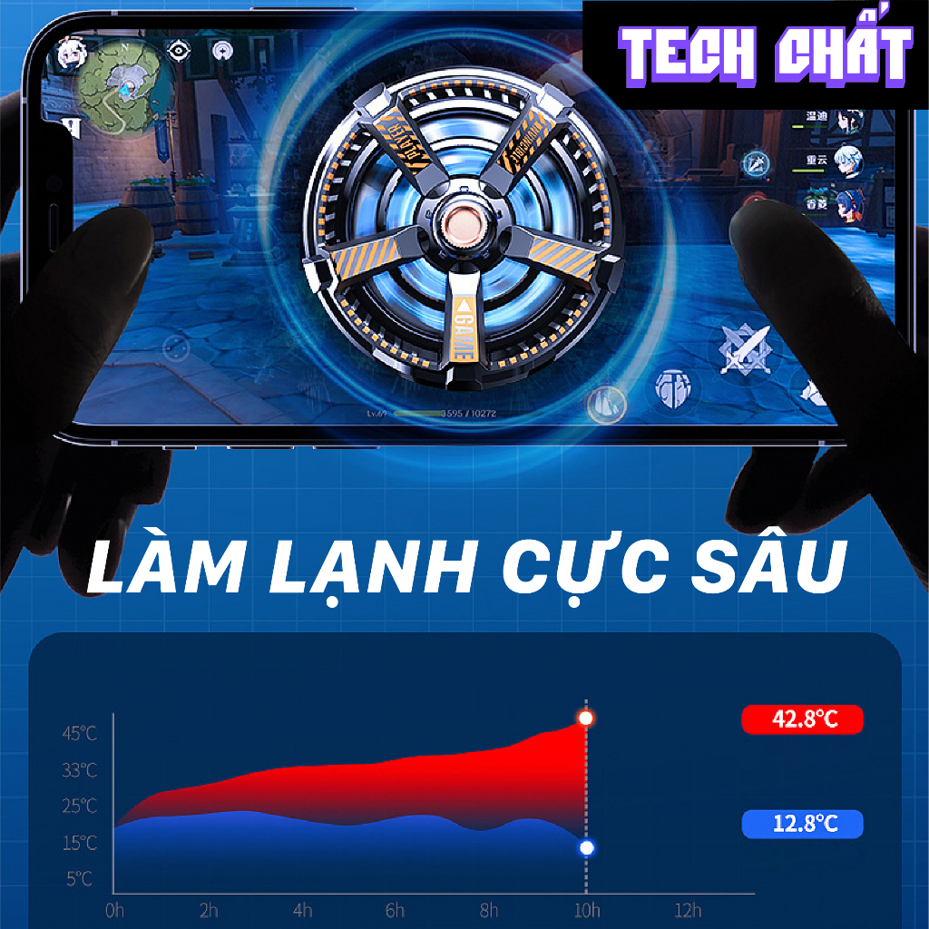 Quạt Sò Lạnh tản nhiệt điện thoại MEMO CXA3 nam châm từ tính có ledled cho streamer chơi game livestream làm mát nhanh