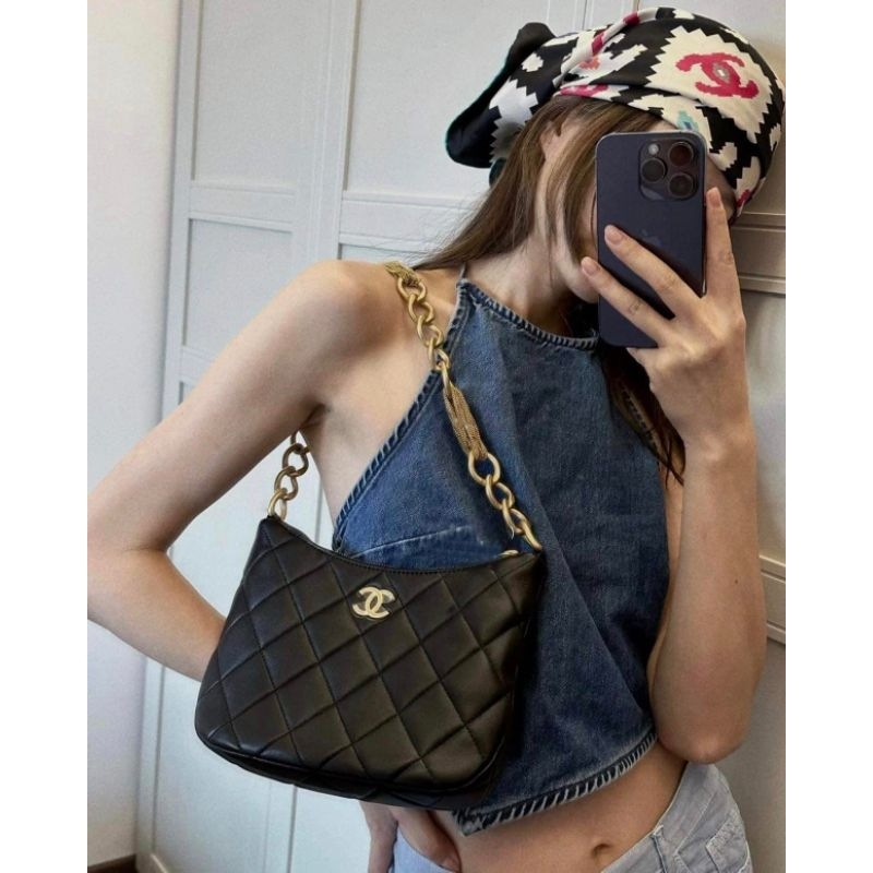 Túi nữ thời trang dáng kẹp nách hot trend sz24cm da lì mềm mịn quai mix 2 loại fullbox nam châm