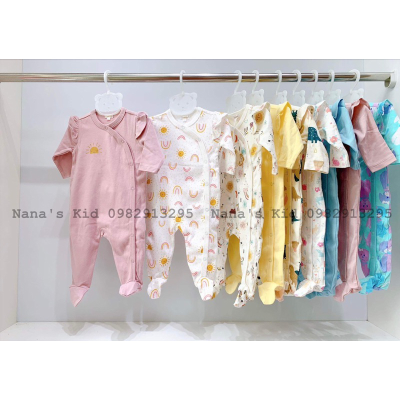 Body cotton dài tay, body cotton sleepsuit Yampi xuất xịn nguyên tag 3-24m