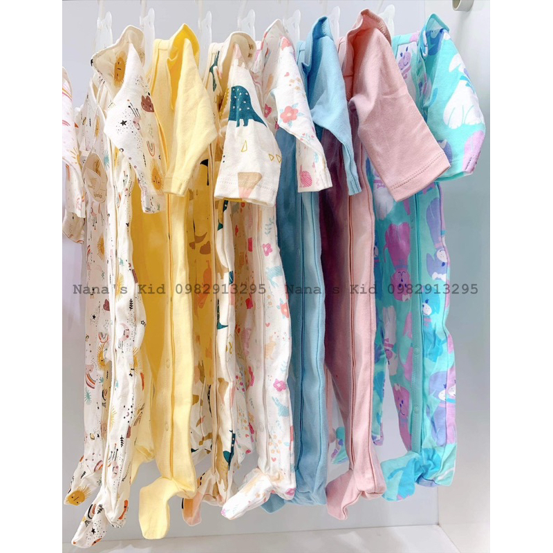 Body cotton dài tay, body cotton sleepsuit Yampi xuất xịn nguyên tag 3-24m