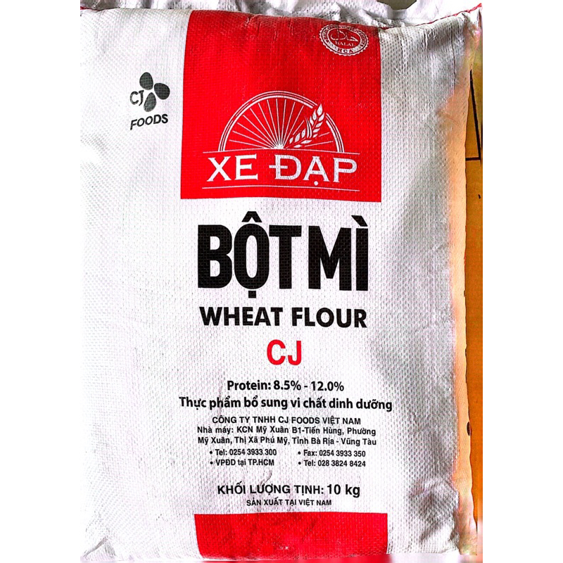 Bột mì đa dụng Xe Đạp loại 10kg, Bột mì Hàn Quốc  làm bánh mì, bánh bao, mì sợi, tôm gà tẩm bột..