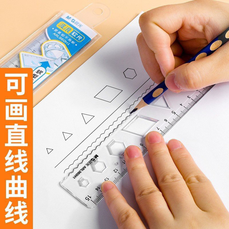 Thước Nhựa Dẻo Loại Đẹp Có Lỗ Vẽ Hình Học Kích Thước 15cm/20cm