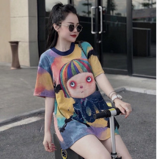 Áo Phông Loang 5D Chữ JOY Hình Cô Gái Siêu Hot