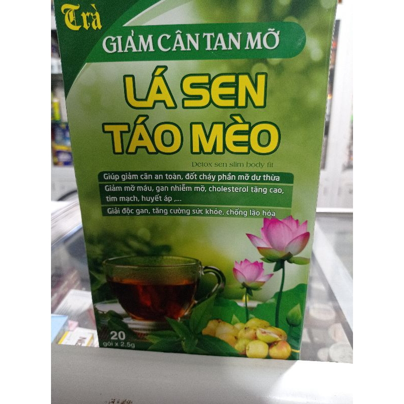 trà lá sen táo mèo giảm cân đốt mỡ