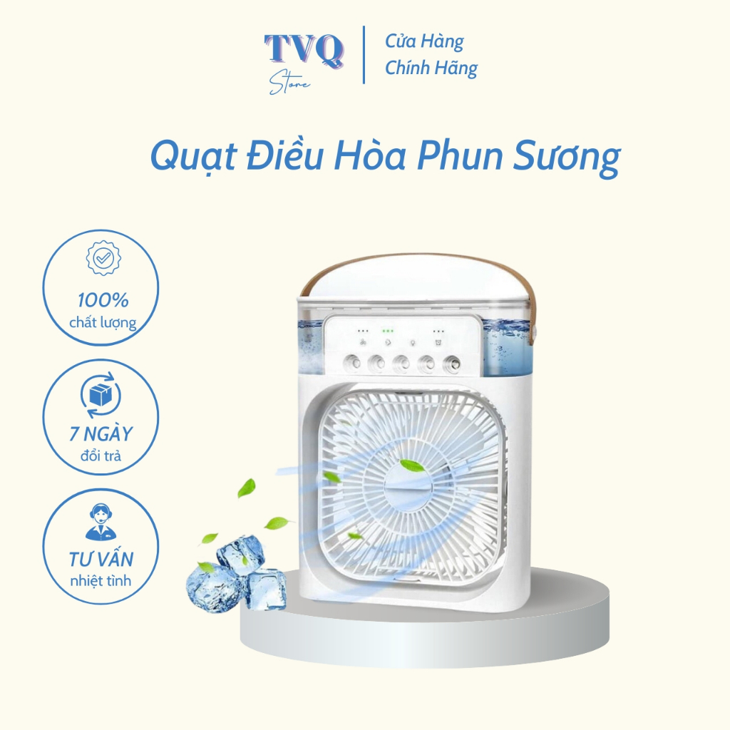 Quạt Phun Sương Mini Làm Mát 600Ml Có Chế Độ Hẹn Giờ Thông Minh Tích Hợp Đèn Led