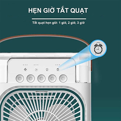 Quạt Phun Sương Mini Làm Mát 600Ml Có Chế Độ Hẹn Giờ Thông Minh Tích Hợp Đèn Led