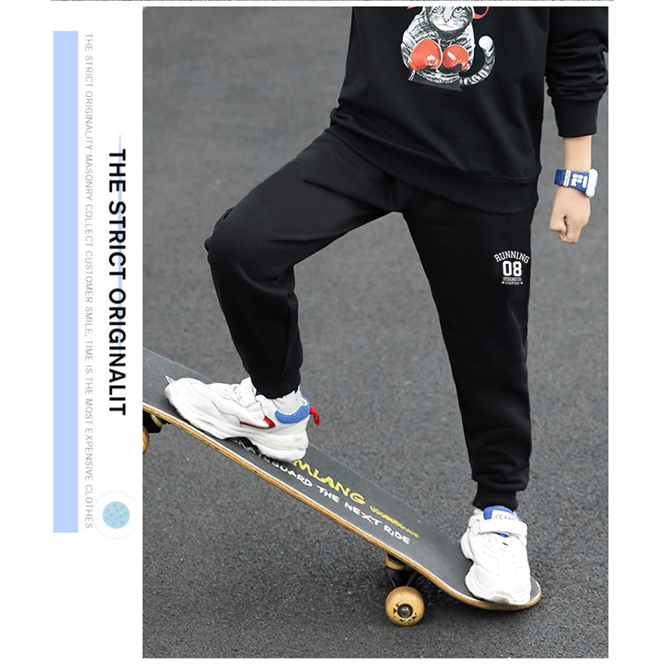 Quần nỉ thu đông trẻ em dành cho bé trai và bé gái 18-45kg mẫu RUN08. Chất liệu nỉ da cá ấm áp, ko xù.